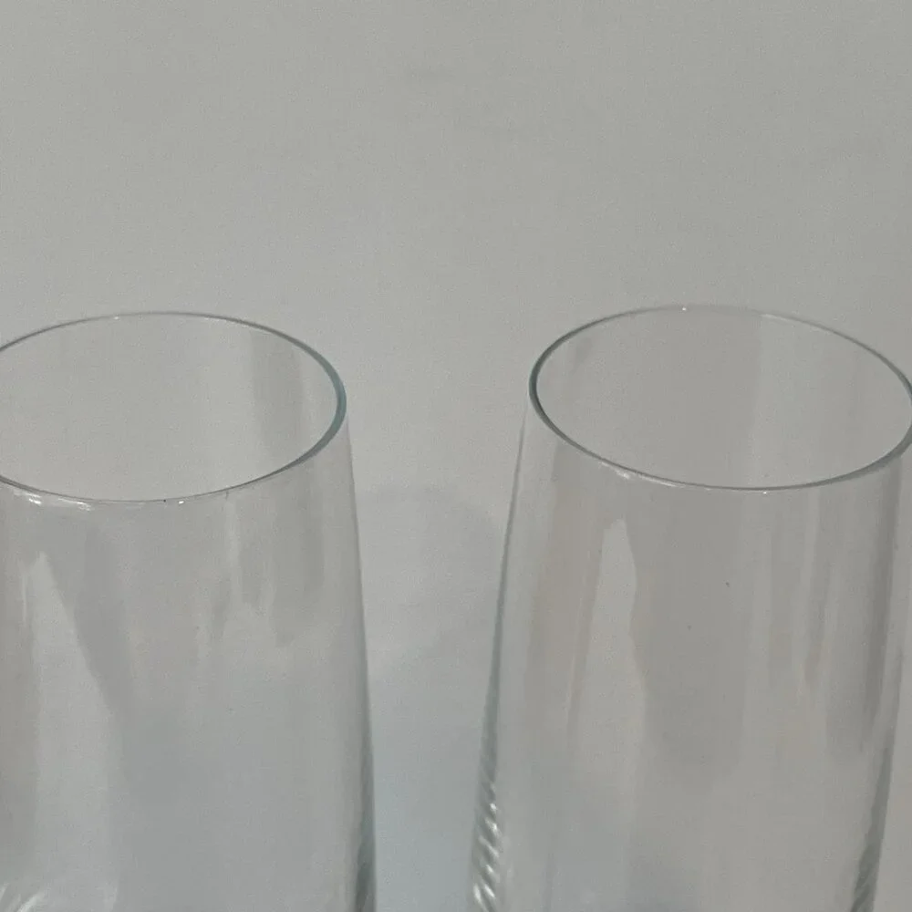 Set 2 CRATE & BARREL Nattie Champagne Glasses Flutes 7 oz. SLOVAKIA ~ New w/tag